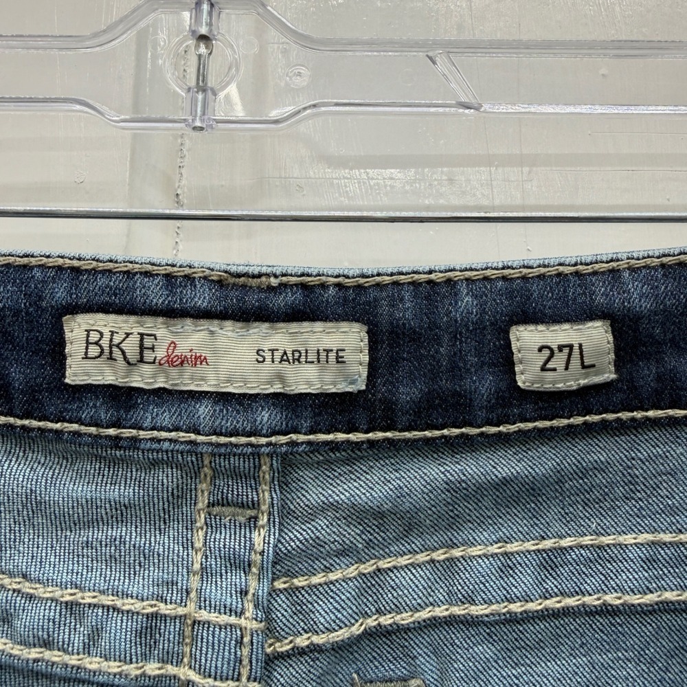 BKE Starlite Thick Stitch Straight Leg Denim Jeans Women's 27L 27 Long Tall Blue - Picture 6 of 8
